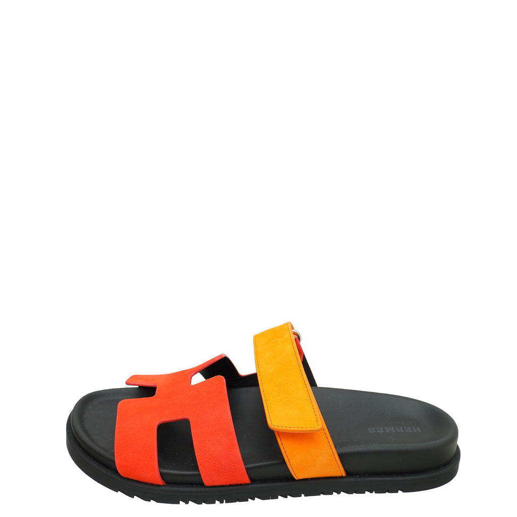 Hermes Bicolor Suede Chypre Sandals 40