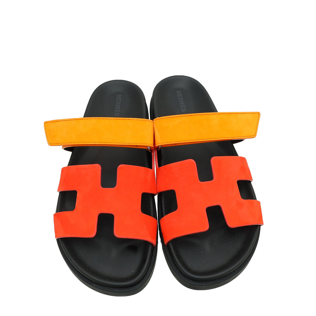 Hermes Bicolor Suede Chypre Sandals 40