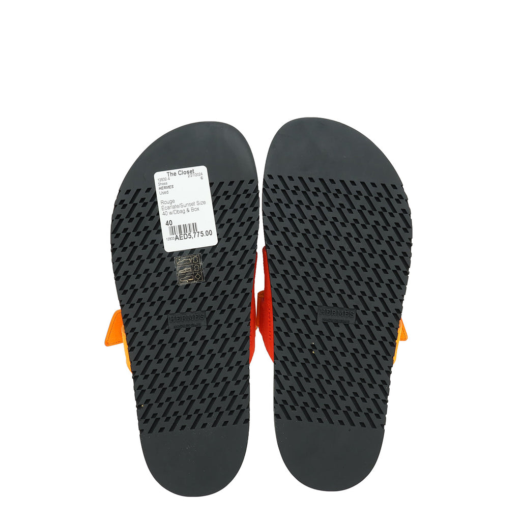Hermes Bicolor Suede Chypre Sandals 40
