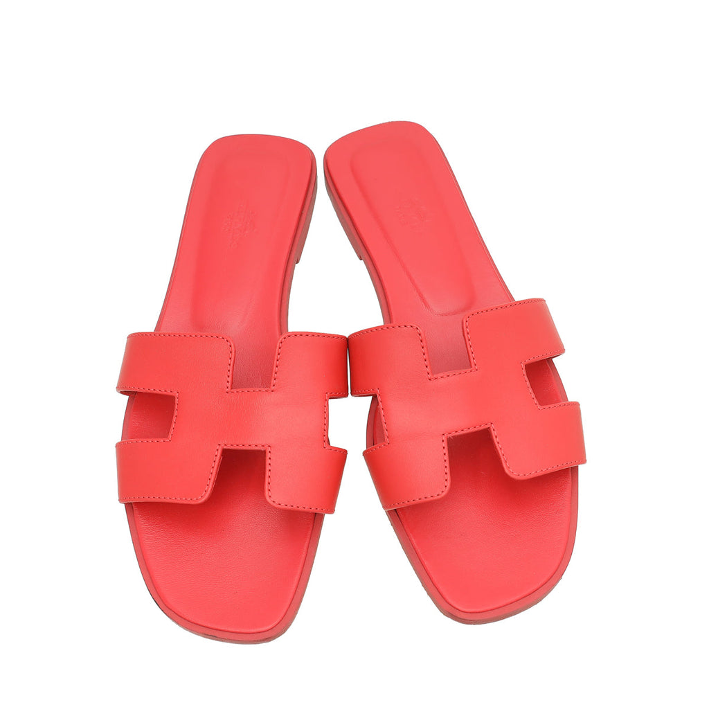 Hermes Rouge Corazon Oran Sandal 40