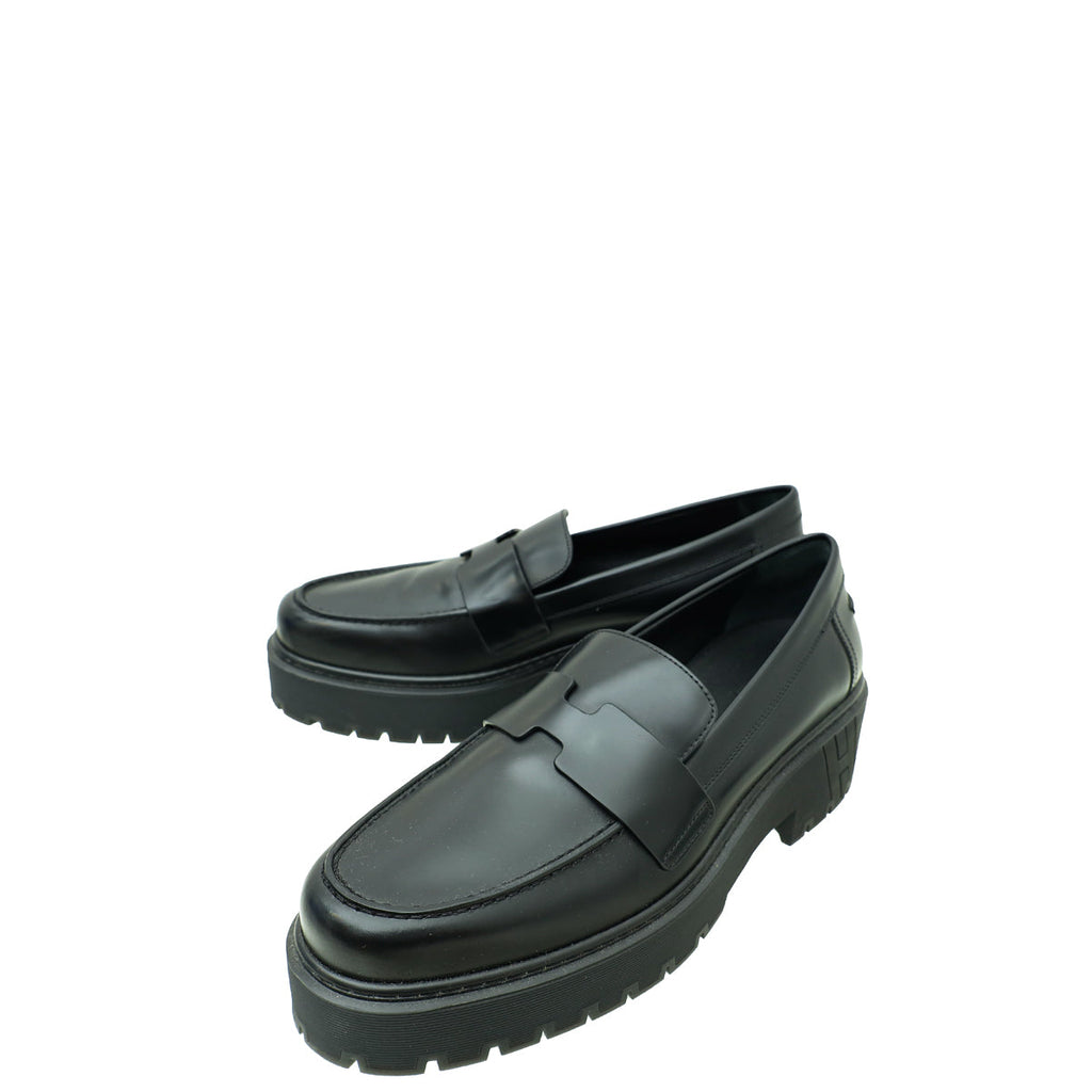 Hermes Noir Glazed Hitch Loafer 40