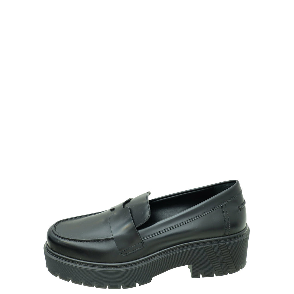 Hermes Noir Glazed Hitch Loafer 40