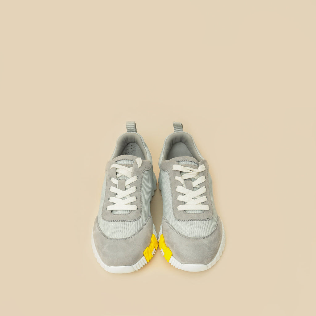 Hermes Gris Suede Mesh Bouncing Sneaker 40