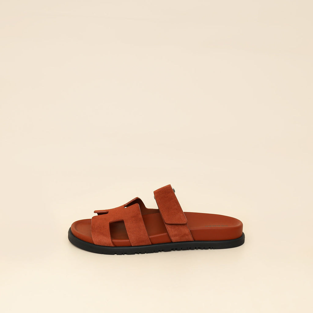 Hermes Maroon Muscavado Chypre Suede Goatskin Sandal 40