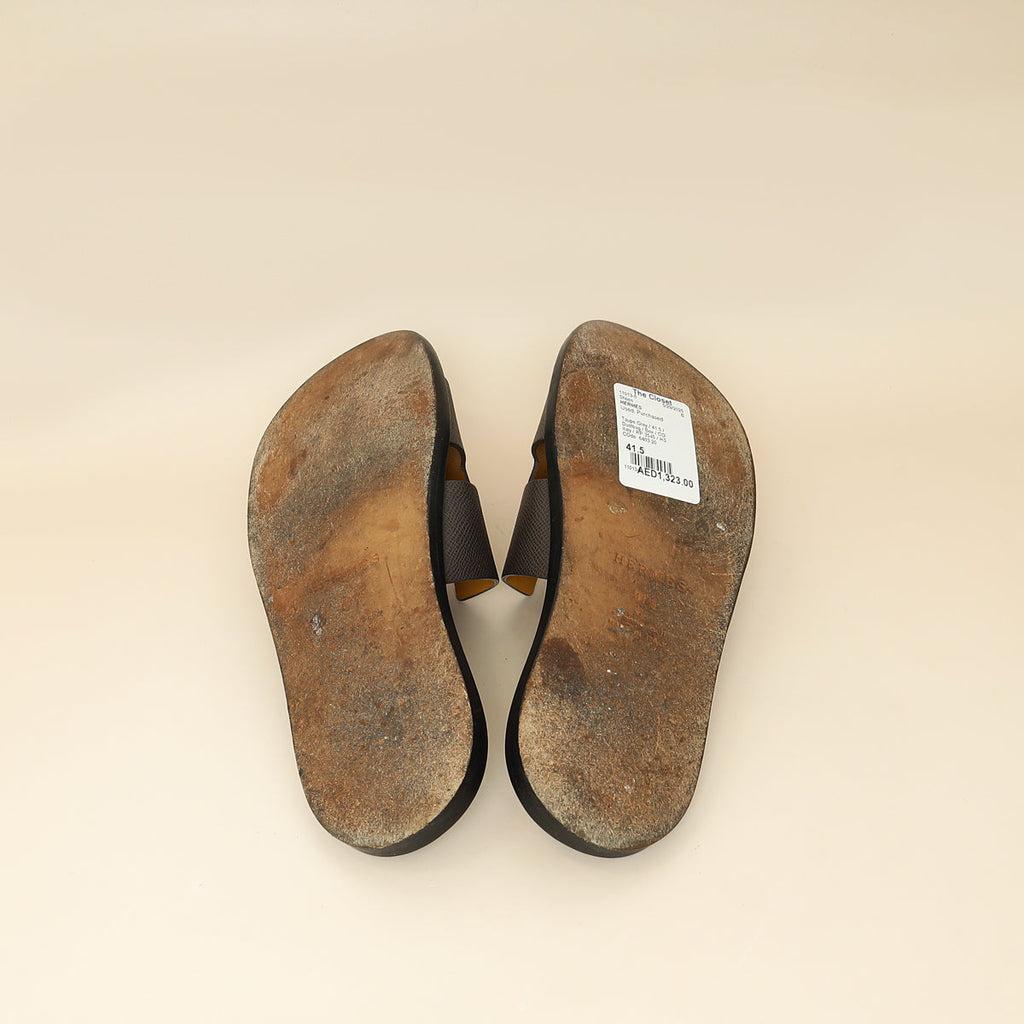 Hermes Taupe Grey Izmir Sandal 41.5