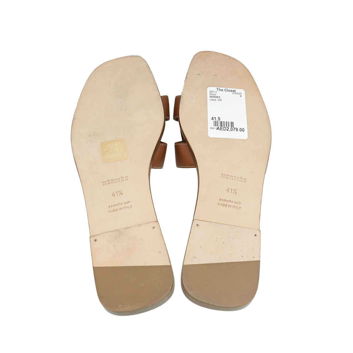 Hermes Gold Oran Sandal 41.5