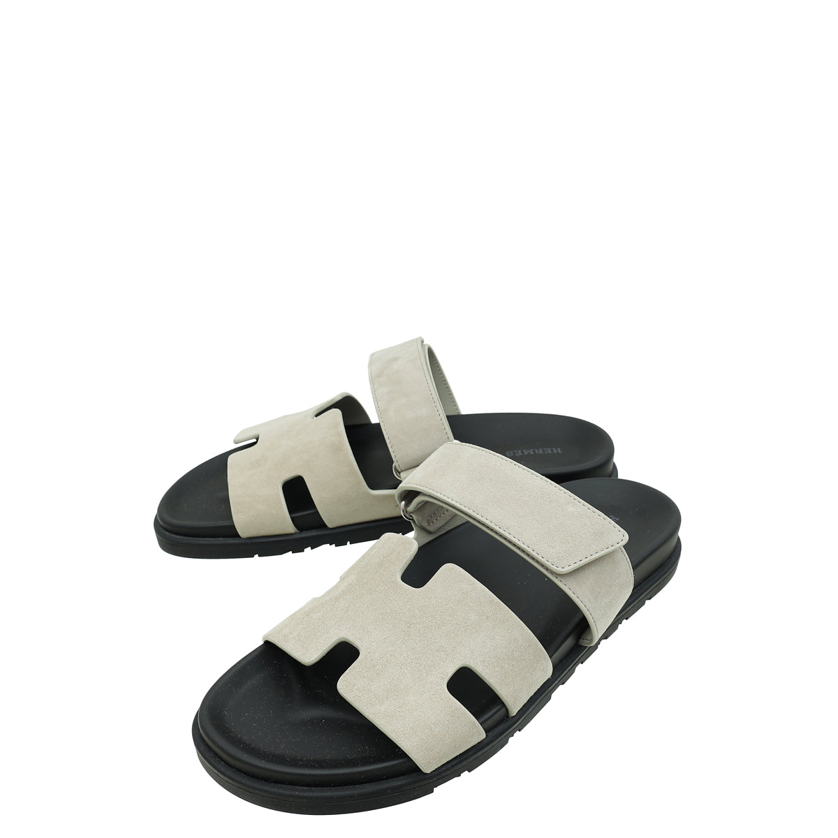 Hermes Grey Suede Chypre Sandals 41.5