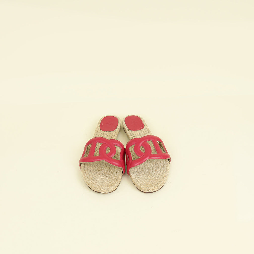 Hermes Rose Framboise Famosa Espadrille Sandal 41