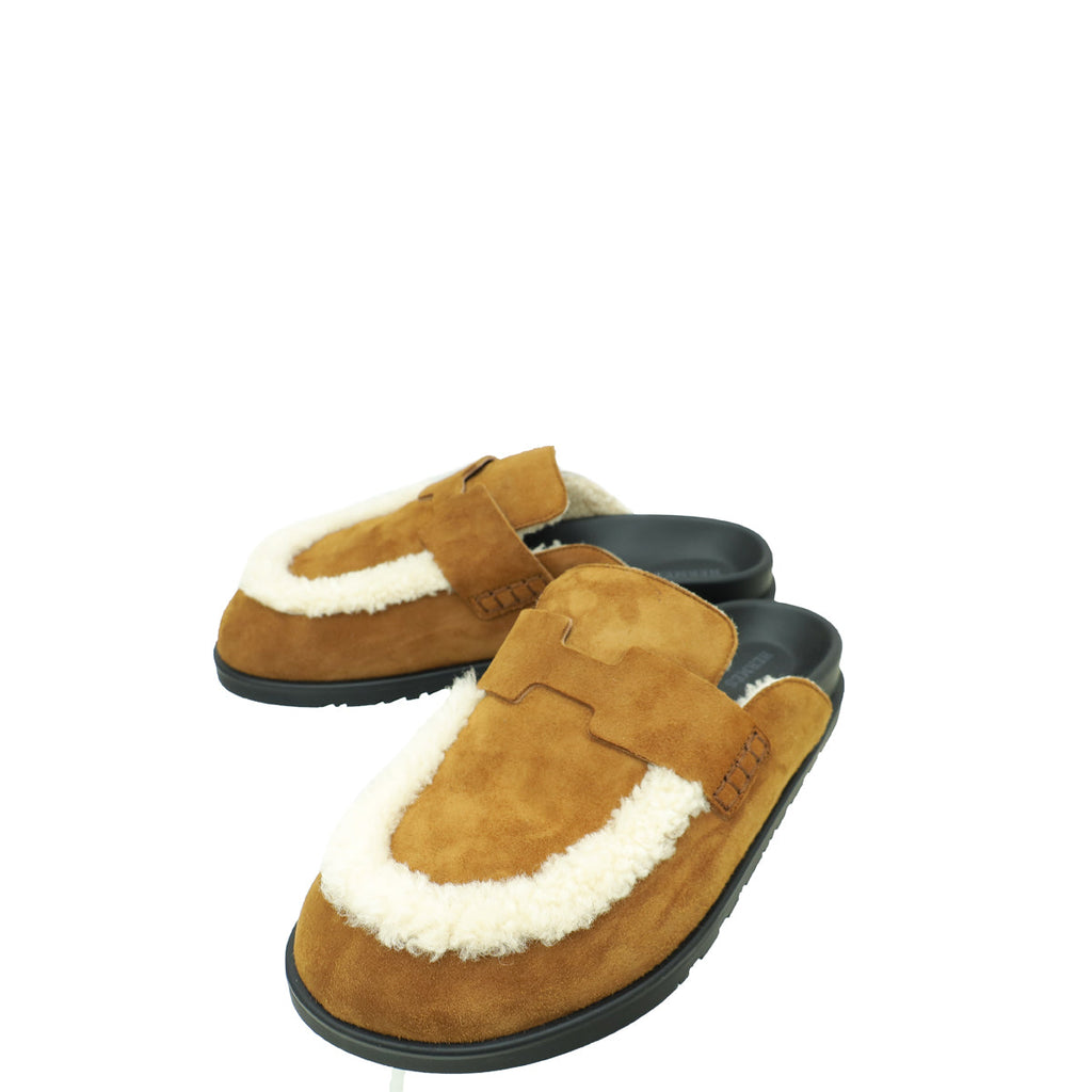 Hermes Bicolor Go Mule Goatskin and Shearling 41