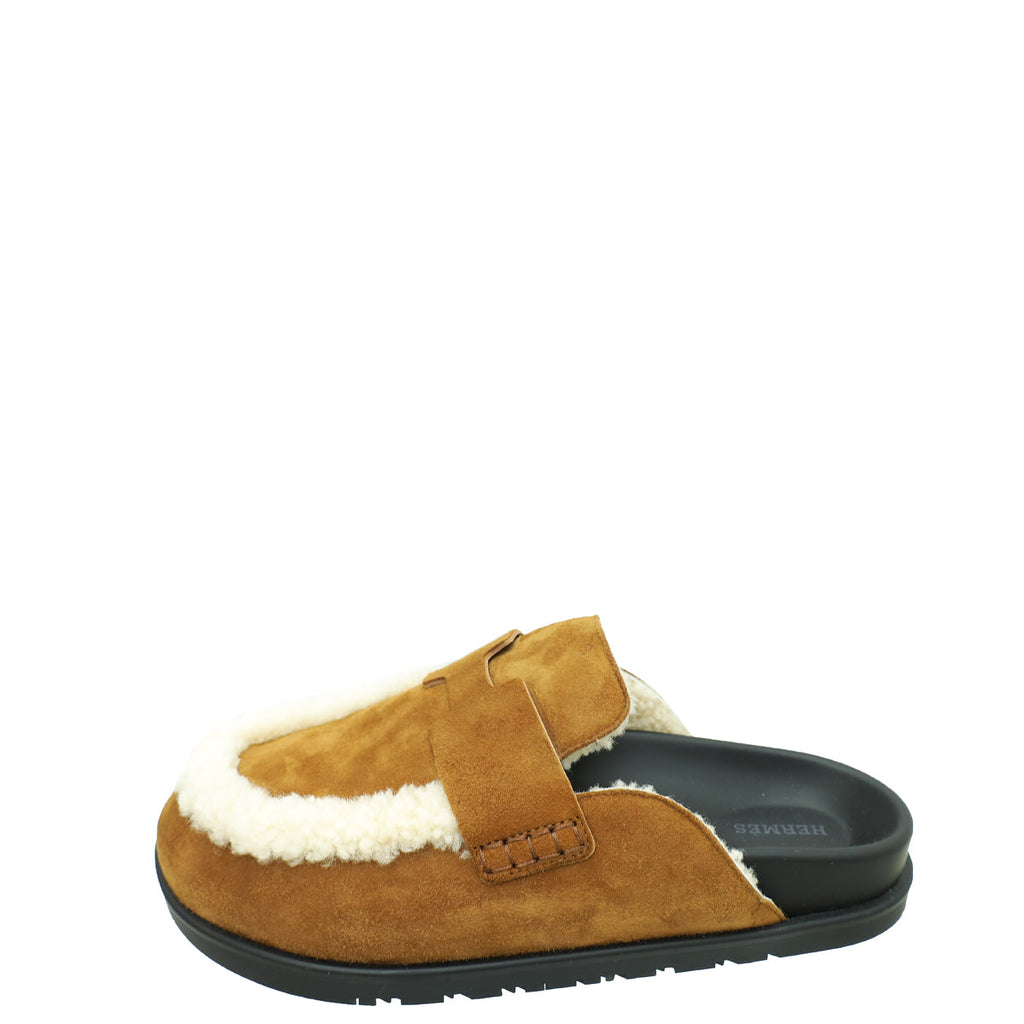 Hermes Bicolor Go Mule Goatskin and Shearling 41