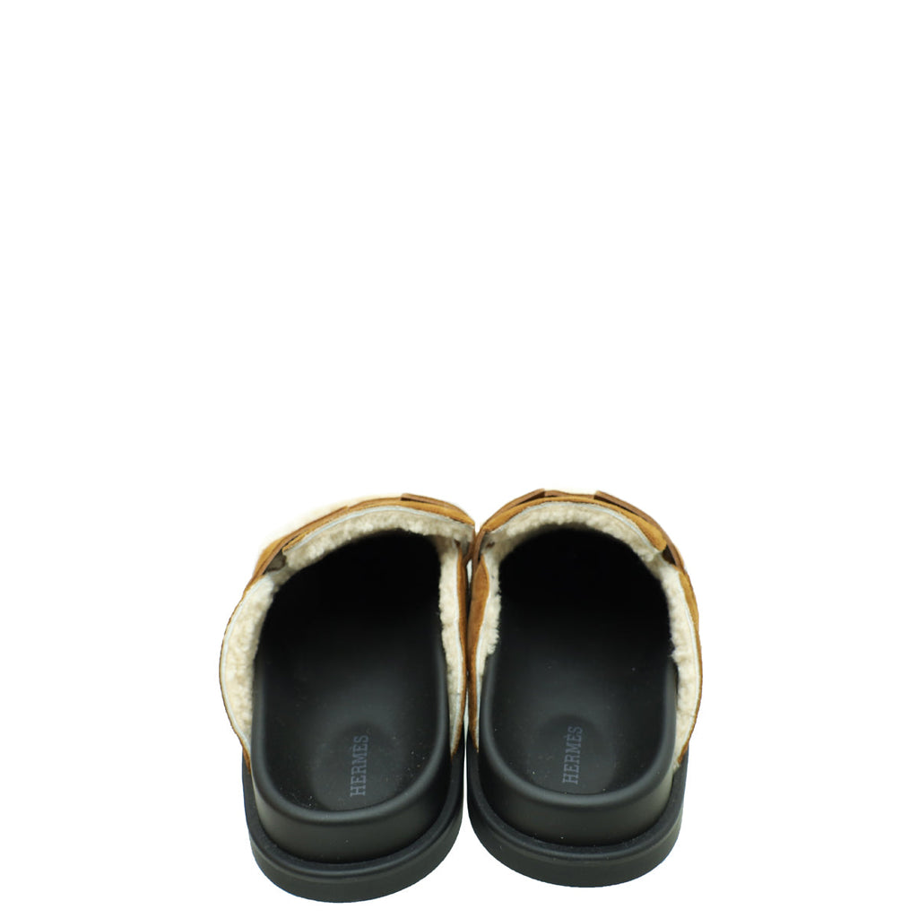 Hermes Bicolor Go Mule Goatskin and Shearling 41