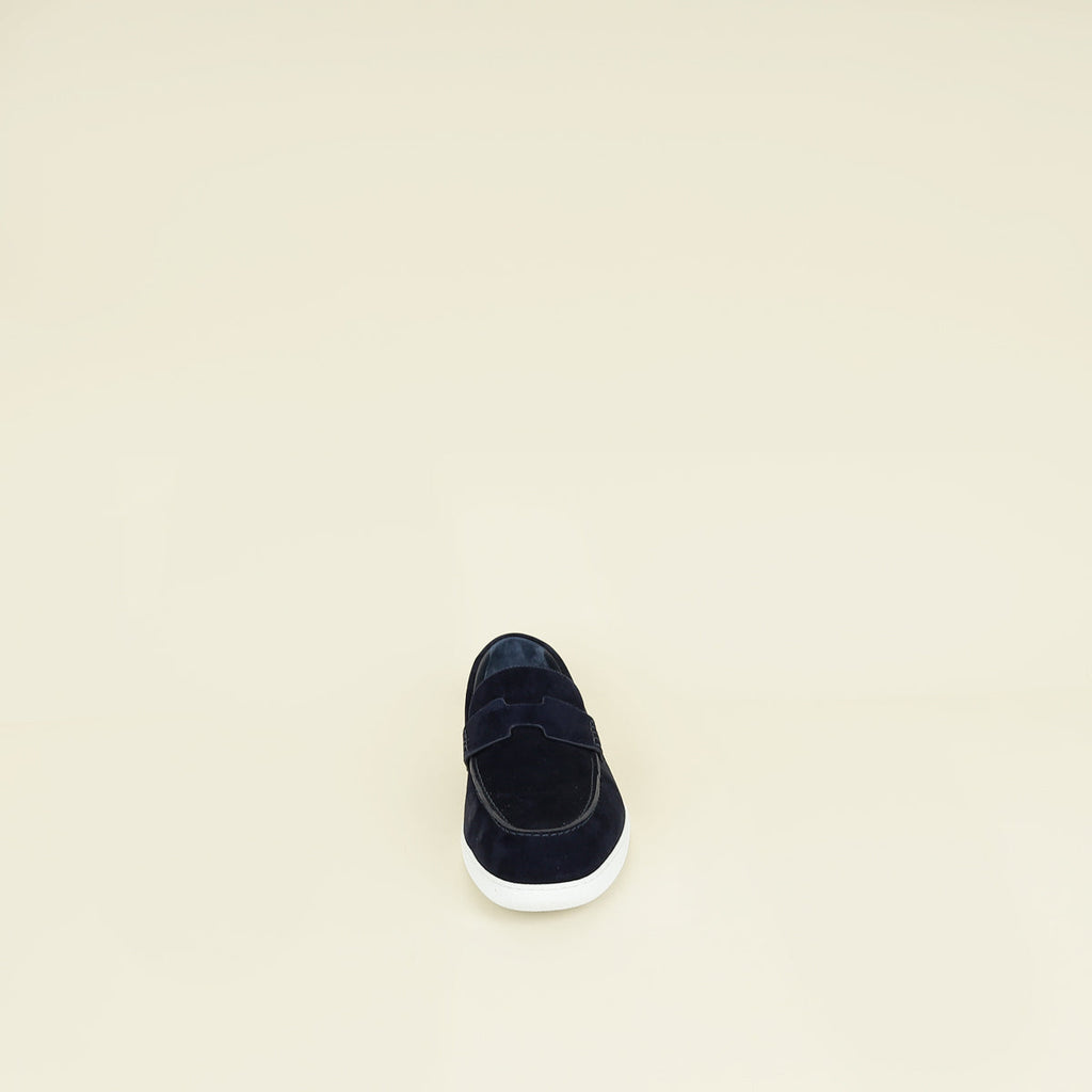 Hermes Bleu Indigo Job Suede Goatskin Loafer 42.5