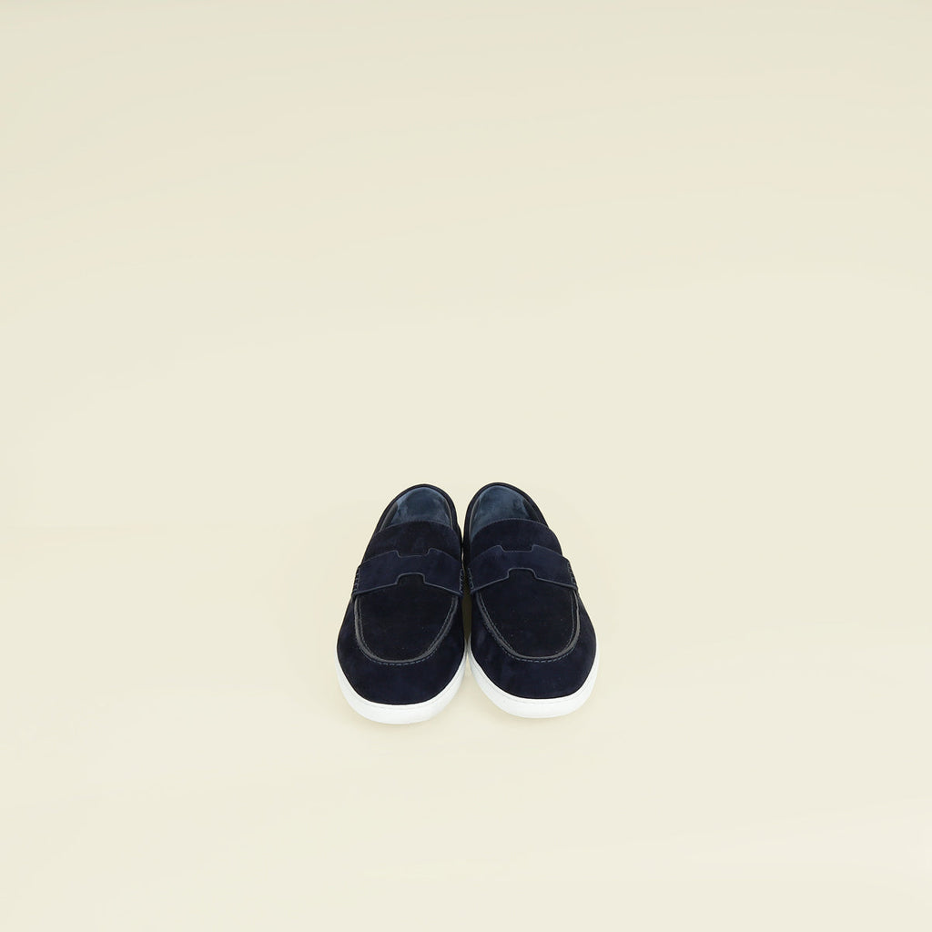 Hermes Bleu Indigo Job Suede Goatskin Loafer 42.5