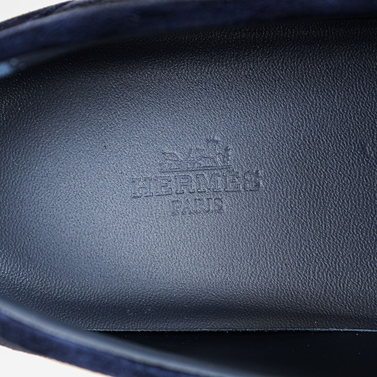 Hermes Bleu Indigo Job Suede Goatskin Loafer 42.5