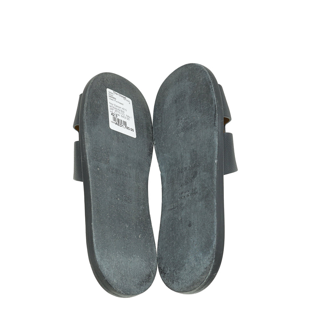 Hermes Noir Izmir Sandals 42.5