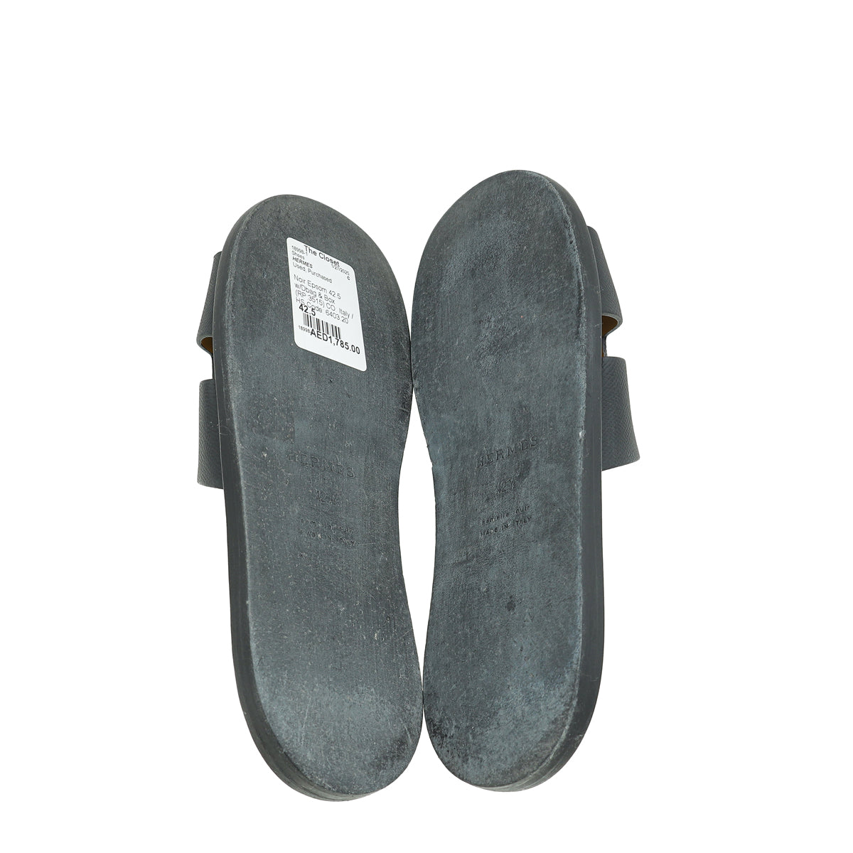 Hermes Noir Izmir Sandals 42.5