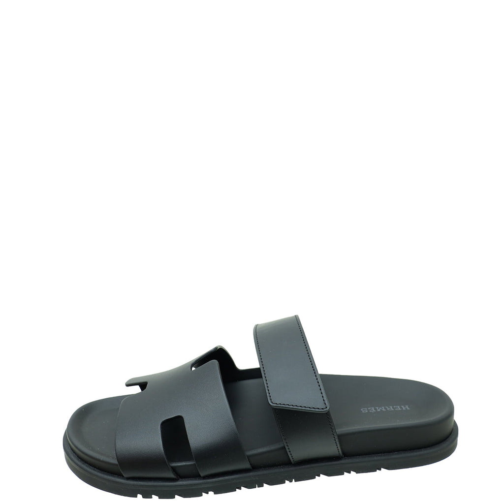 Hermes Noir Chypre Sandals 42