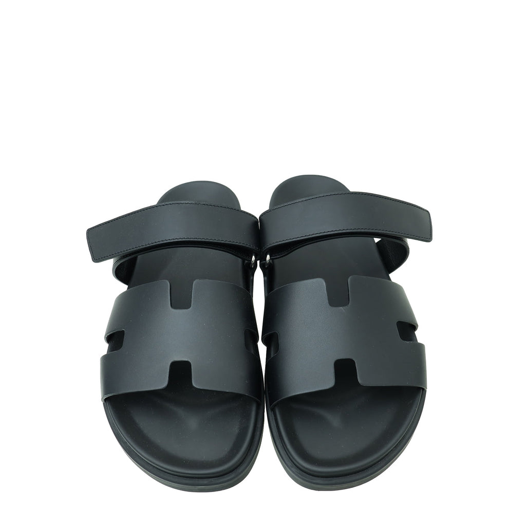 Hermes Noir Chypre Sandals 42
