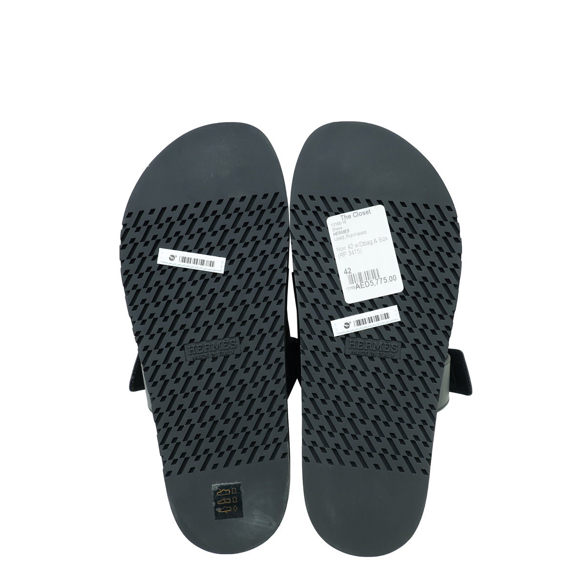 Hermes Noir Chypre Sandals 42