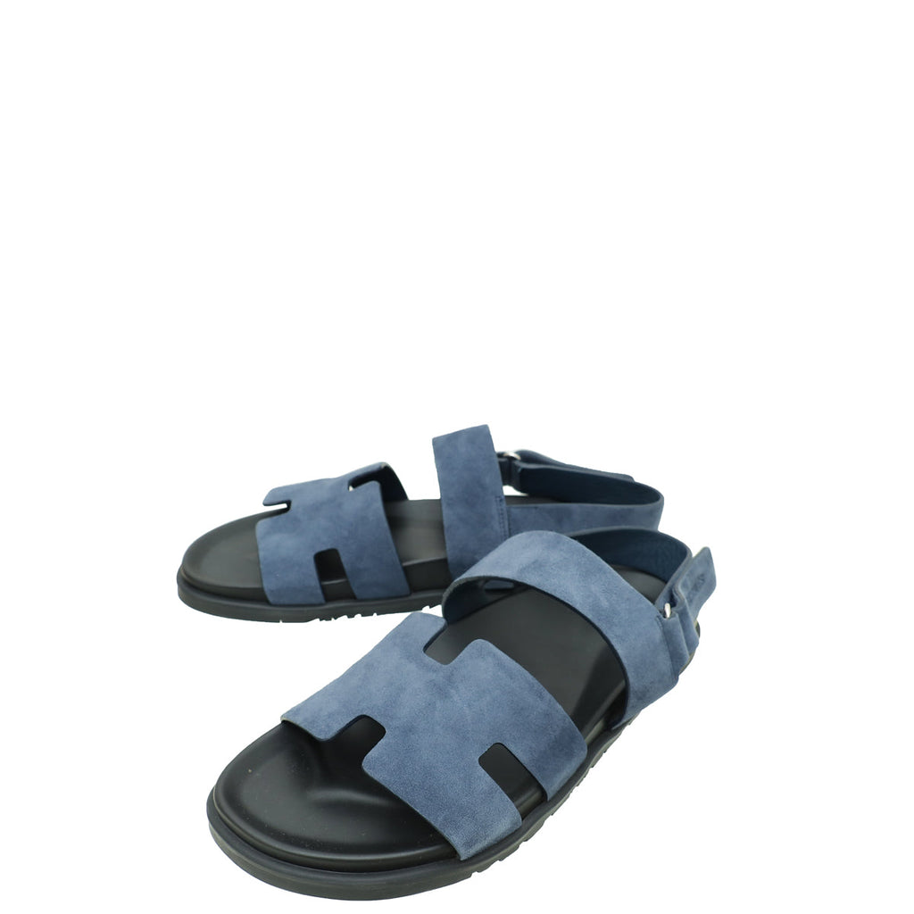 Hermes Bleu Céleste Suede Goatskin Genius Sandal 42