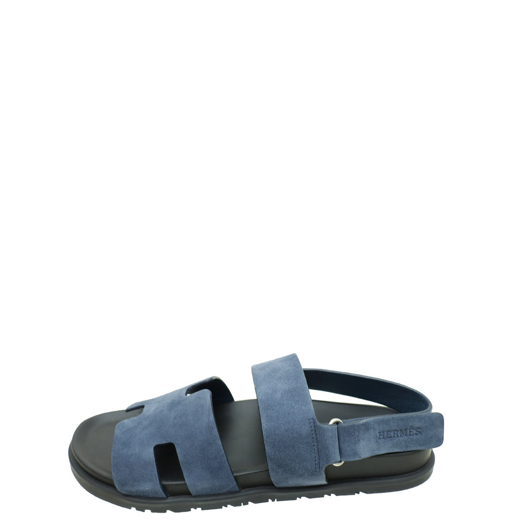 Hermes Bleu Céleste Suede Goatskin Genius Sandal 42