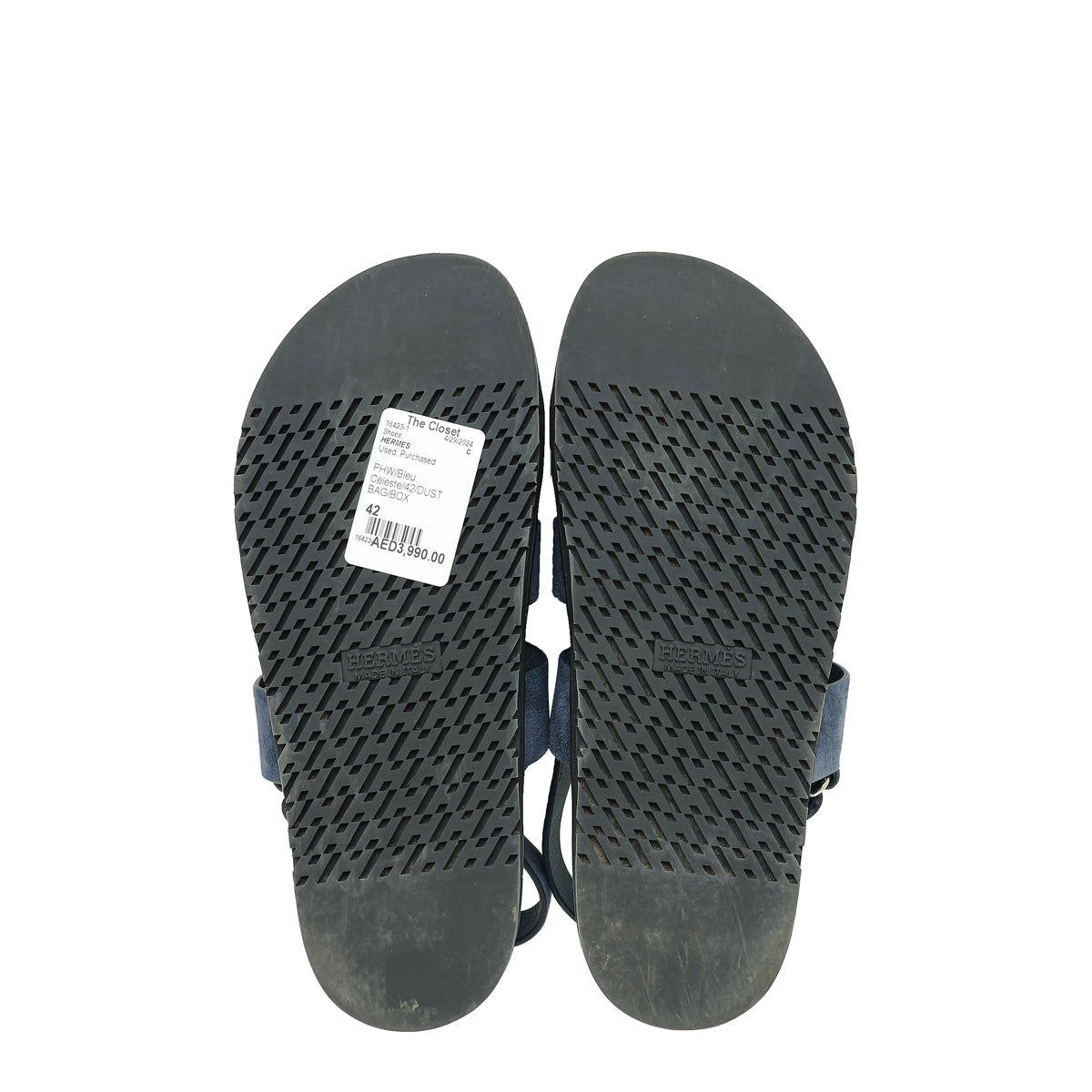 Hermes Bleu Céleste Suede Goatskin Genius Sandal 42