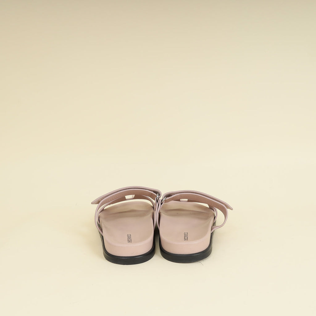Hermes Rose Porcelaine Chypre Suede Goatskin Sandal 42