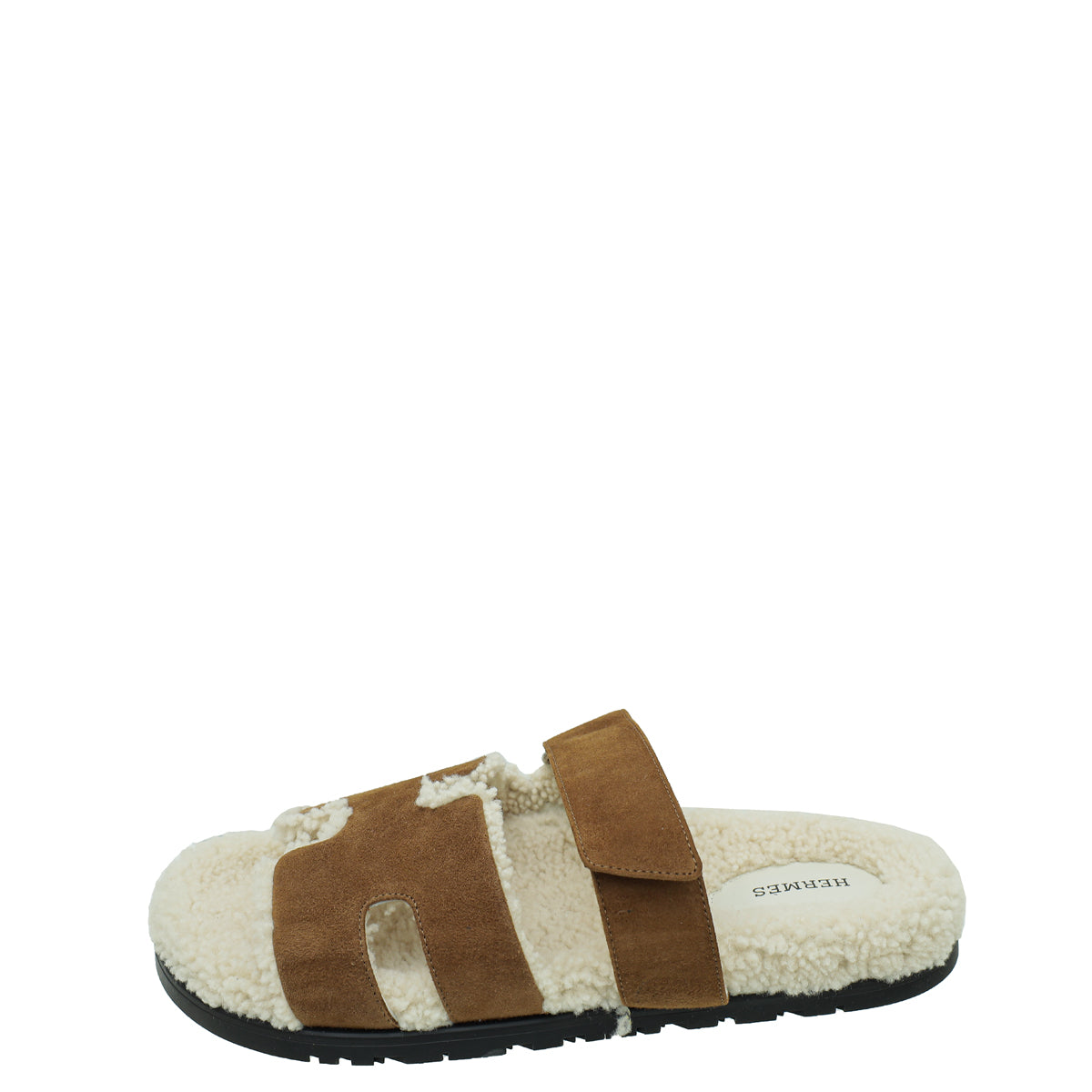 Hermes Bicolor Suede Wool Shearling Chypre Sandal 42