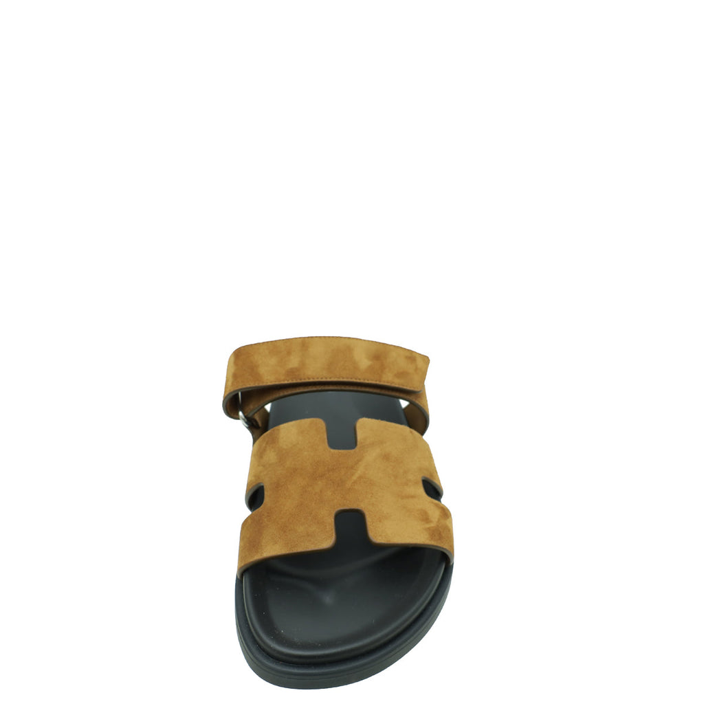 Hermes Brun Fume Suede Goatskin Chypre Sandal 42