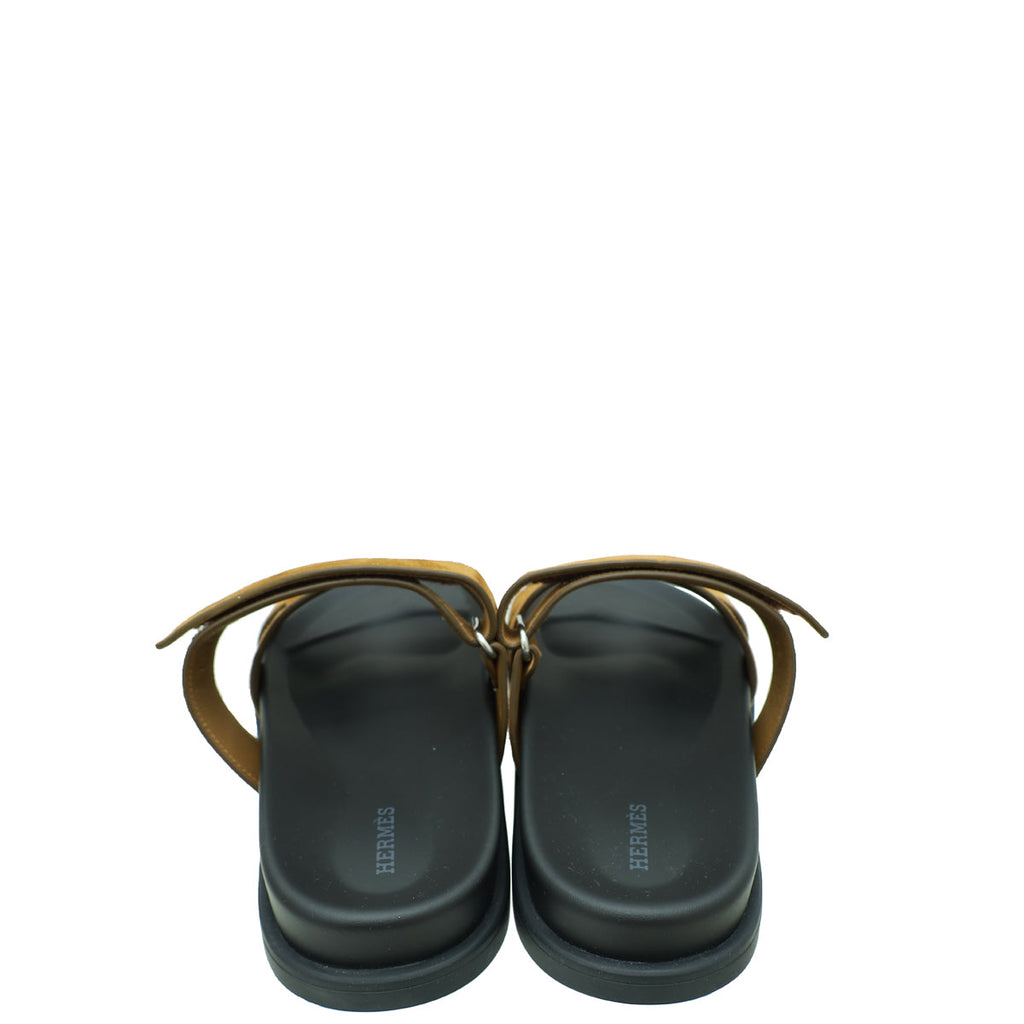 Hermes Brun Fume Suede Goatskin Chypre Sandal 42