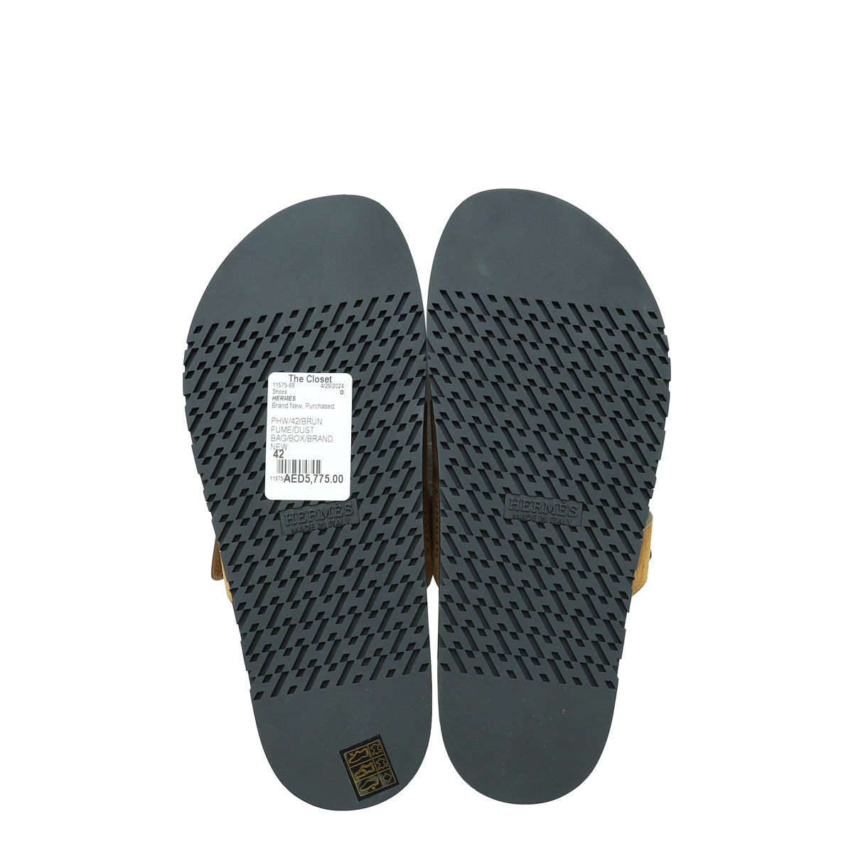 Hermes Brun Fume Suede Goatskin Chypre Sandal 42