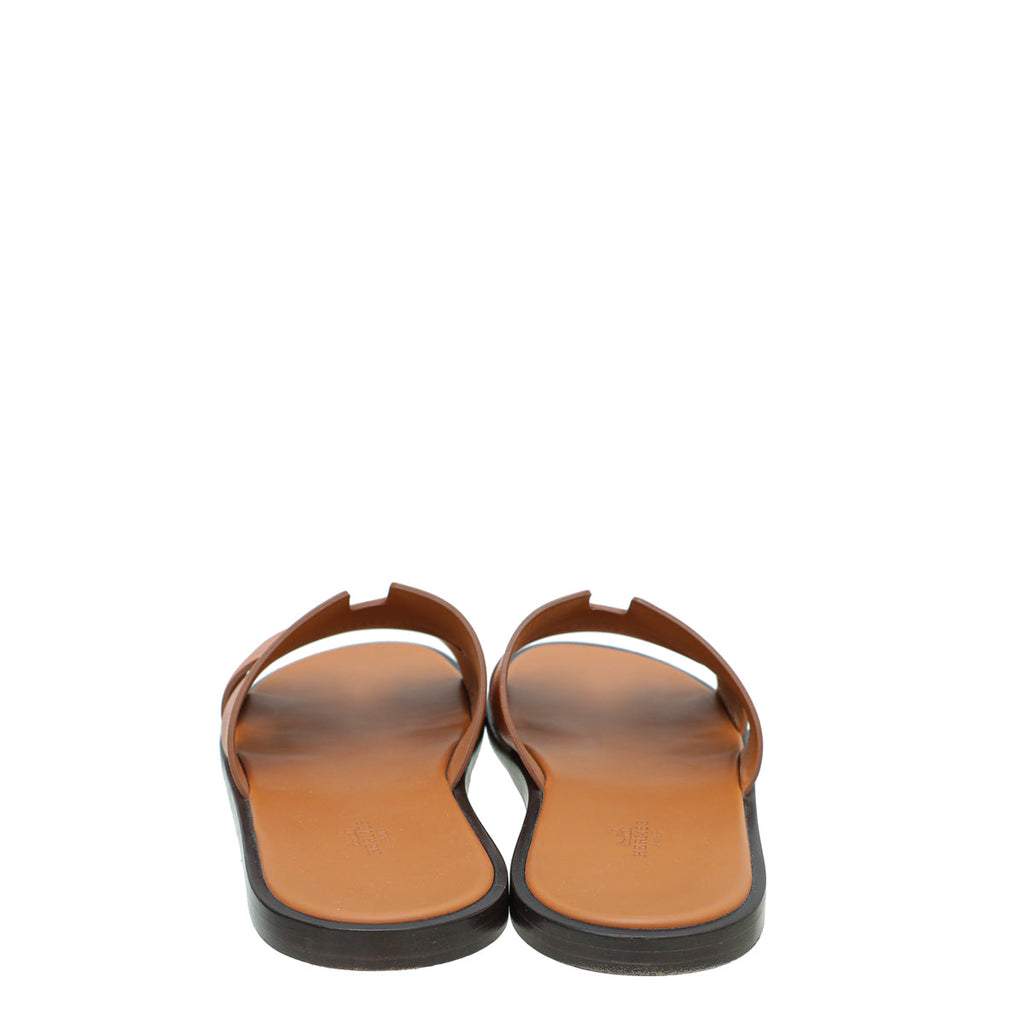 Hermes Marron Glaise Izmir Chevre Liegee Sandal 43.5