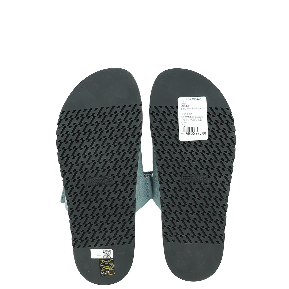 Hermes Gris Antarctique Chypre Sandals 43