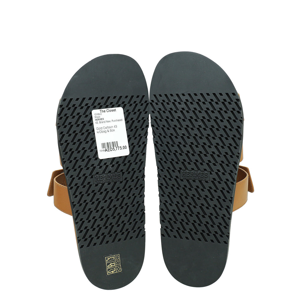 Hermes Gold Chypre Sandals 43
