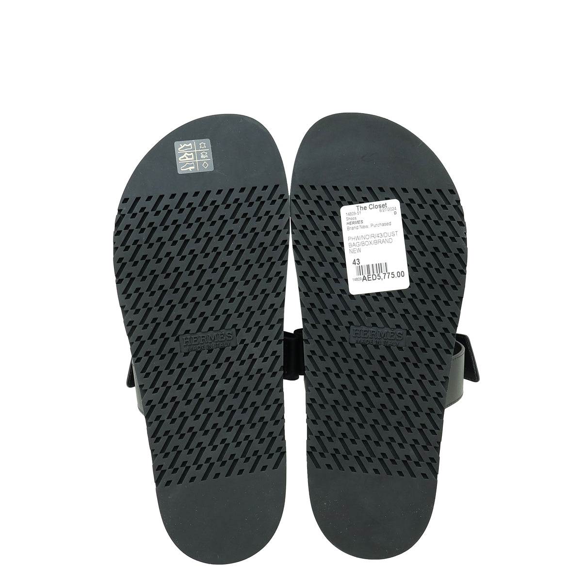 Hermes Noir Chypre Sandal 43