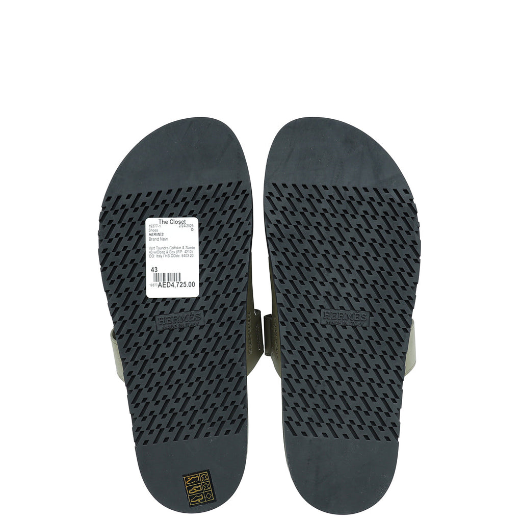 Hermes Vert Toundra Chypre Sandals 43