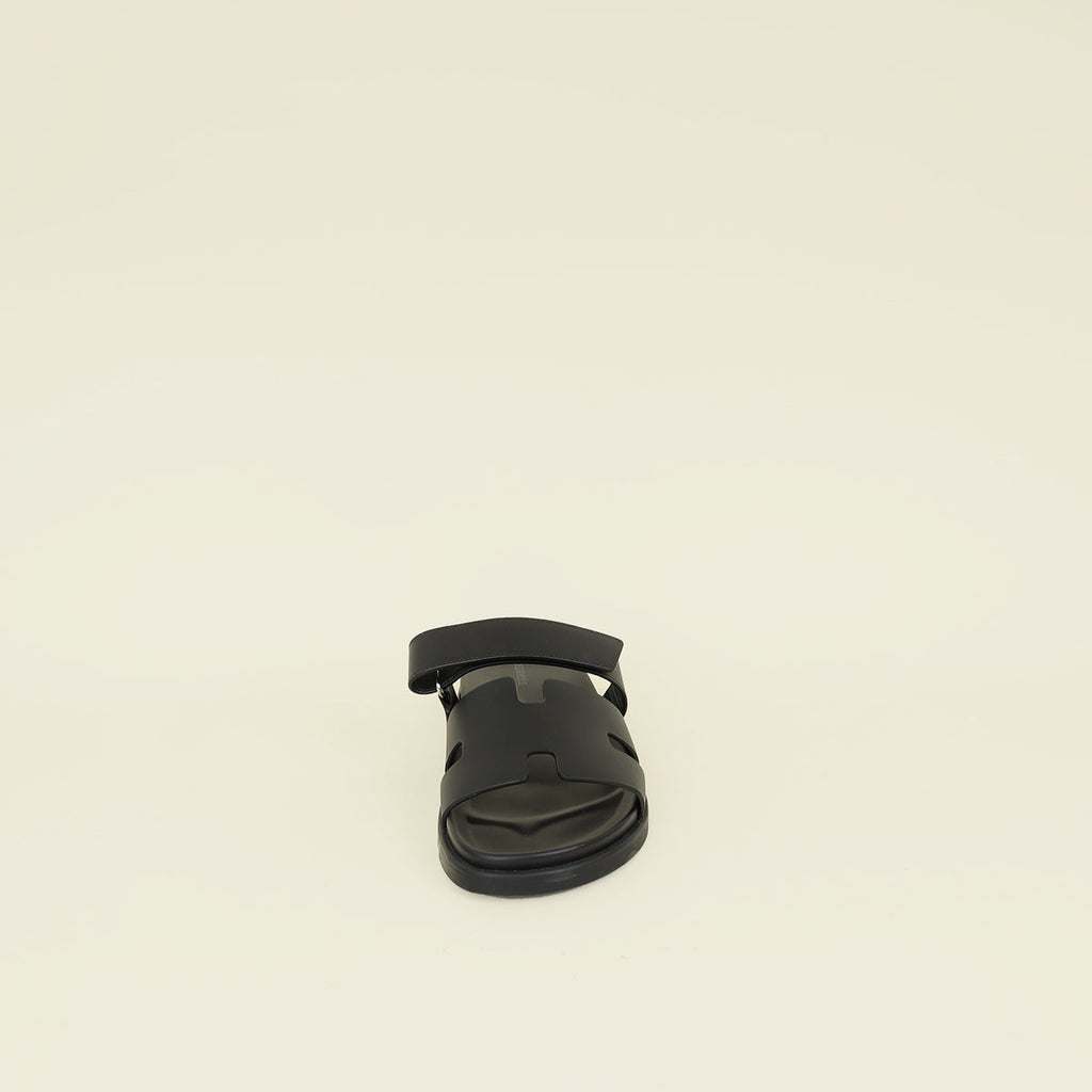 Hermes Noir Chypre Sandals 44.5