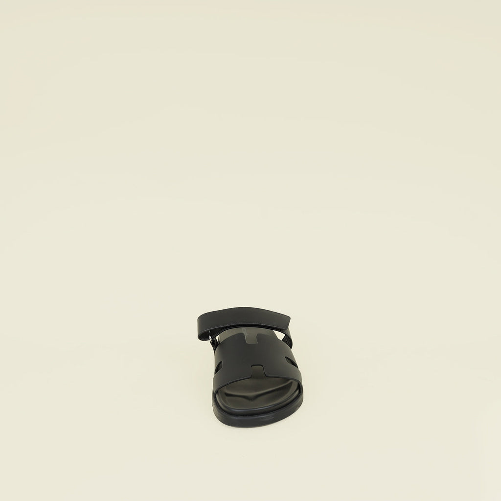 Hermes Noir Chypre Sandals 44.5