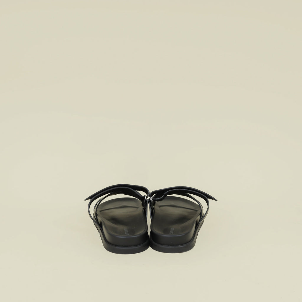 Hermes Noir Chypre Sandals 44.5