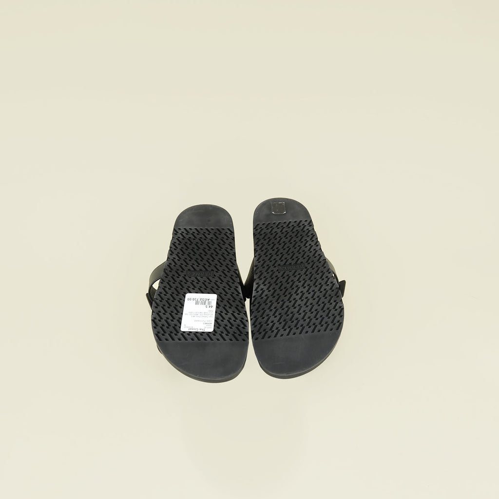 Hermes Noir Chypre Sandals 44.5
