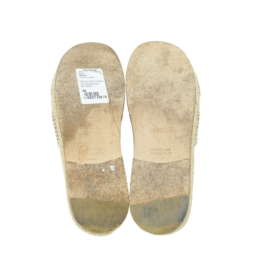 Hermes Naturel Safari Antigua Espadrille 44