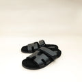 Hermes Noir Chypre With Shearling Sandal 44