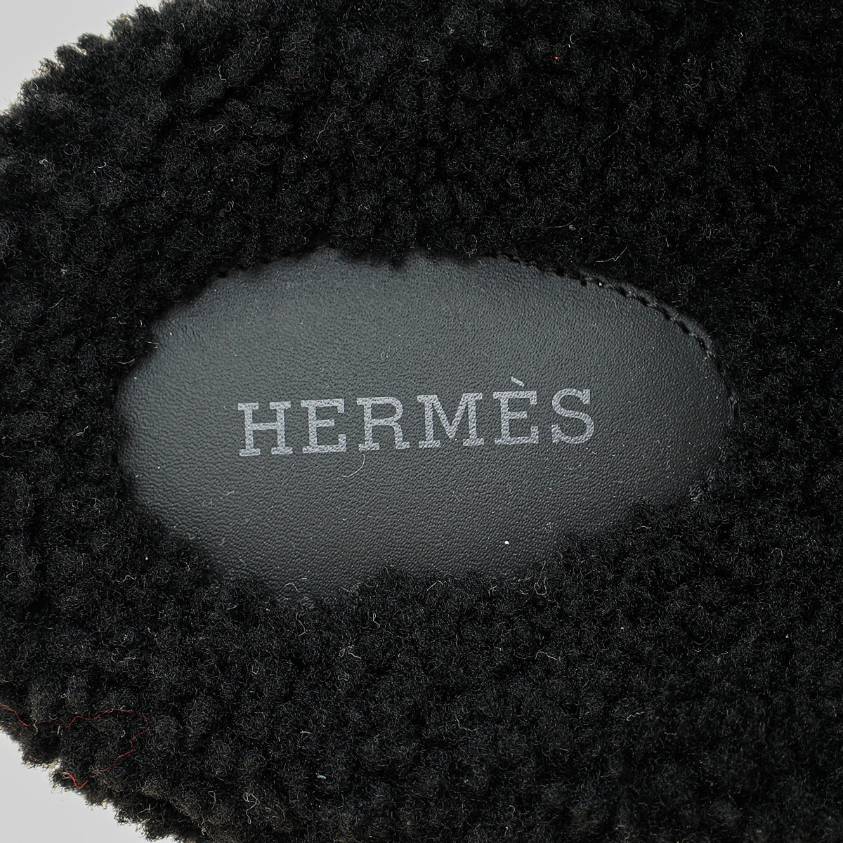 Hermes Noir Chypre With Shearling Sandal 44