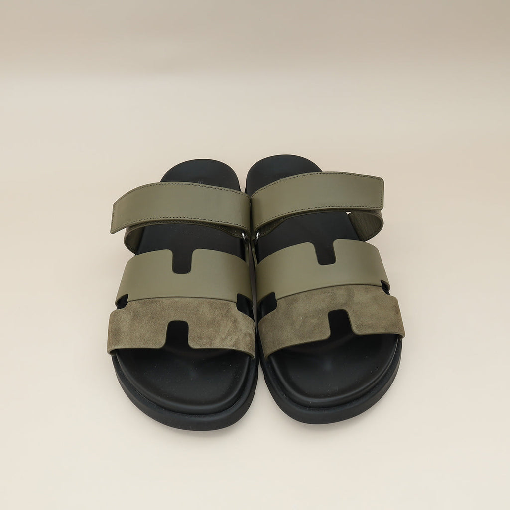 Hermes Vert Toundra Suede Chypre Sandal 44
