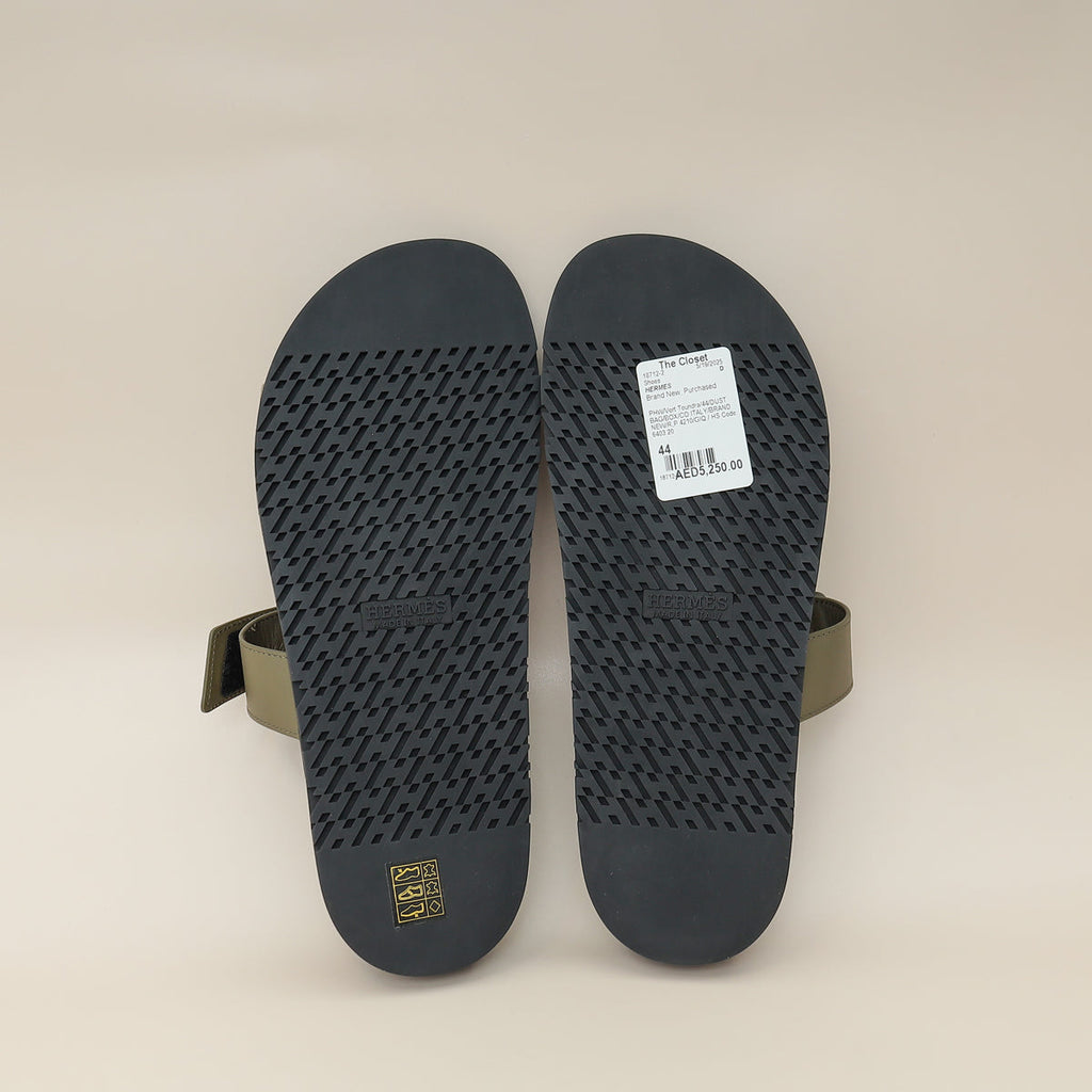 Hermes Vert Toundra Suede Chypre Sandal 44