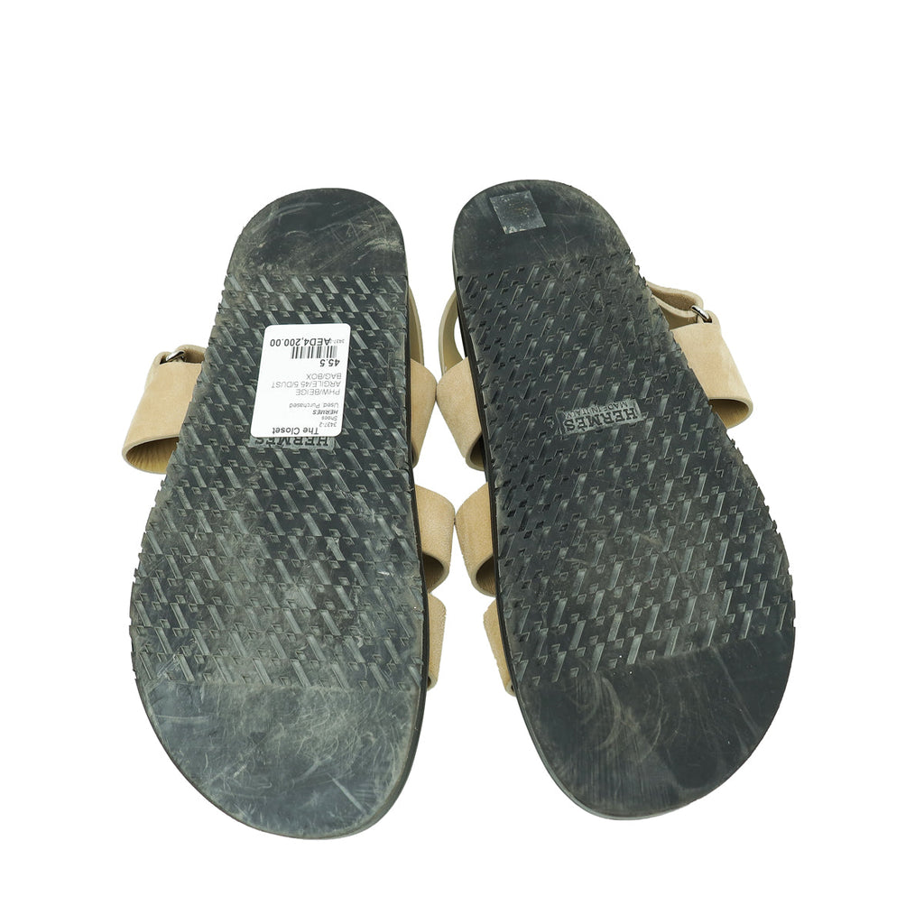 Hermes Beige Argile Chypre Goatskin Genius Sandal 45.5