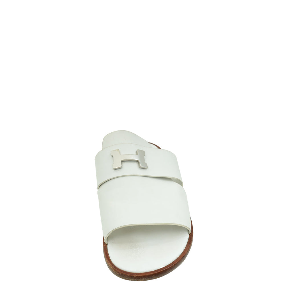 Hermes Blanc Arles Calfskin Mule 45