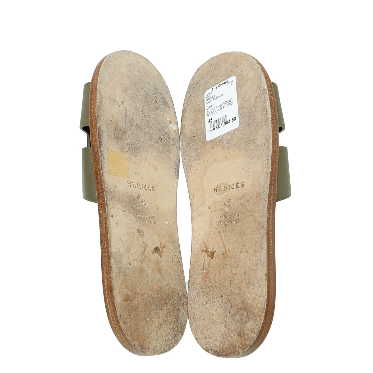 Hermes Vert Toundra Izmir Technical Sandal 45