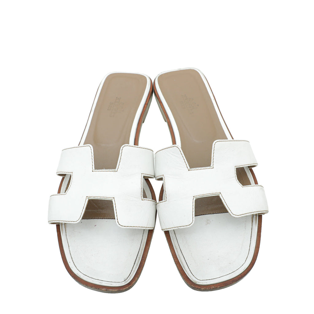 Hermes Blanc Oran Sandal 37.5