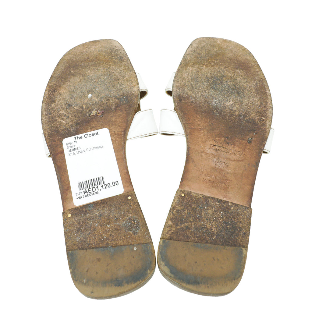Hermes Blanc Oran Sandal 37.5